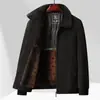 Jaqueta masculina de chenille outono e inverno transfronteiriça, casaco para pais de meia-idade com gola de pele, jaqueta de lã forrada com fleece e espessada, atacado