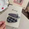 Grampo de Cabelo Xadrez Roxo-Cinza de Alta Qualidade Grampo Elegante para Menina Pequeno Acessório de Cabelo Estilo Chanel para Cabelos Soltos e Franja Grampo de Cabelo