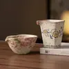 Divisor de Chá Cerâmico Doméstico, Conjunto de Chá Kung Fu, Xícara de Compartilhamento, Xícara de Compartilhamento Estilo Chinês Retro com Padrão de Lótus, Xícara com Coador de Chá, Espessada