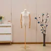 Maniquí de Media Figura Femenina para Escaparate de Tienda de Ropa, Base Galvanizada, Maniquí de Alambre Dorado para Exhibición, Muñeco