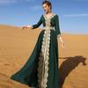 7013 Vestido Bordado con Encaje y Dobladillo Amplio, Estilo Elegante y Vintage, Ropa de Vacaciones para Mujer