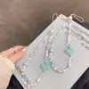 Pulsera en Forma de Corazón Dulce y Fresca Estilo Coreano DIY Adecuada para Fundas de Teléfono, Colgante Azul Cielo, Decoración Anticaída, Llavero
