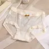 Bragas Dulces de Encaje Estilo Japonés, Secado Rápido y Absorción de Humedad, Transpirables, con un Moño, Malla Ligera que Envuelve la Piel, Braguitas Triángulo