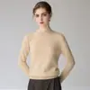 Suéter clásico de cachemira de cuello medio alto para otoño e invierno para mujer, nuevo modelo 2026, suave y amigable con la piel, cálido y suave, top básico de color liso