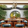 Papel tapiz de patio de arquitectura clásica china tridimensional arco restaurante de barbacoa restaurante Tela de pared restaurante de olla caliente pared de fondo papel tapiz