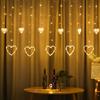 Luces de Cadena LED Transfronterizas Luces de Cortina con Forma de Corazón Iluminación para Decoración de Celebración de Propuesta de Confesión Fiesta de San Valentín Regulables