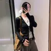 Traje Clásico de Hombre de Papel Cuello en V con Cordones Cardigan de Punto Adelgazante para Mujer Verano Ajustado Protector Solar Top Cubre