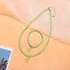 Traje de collar y pulsera de cuentas de arroz estilo bohemio para mujer europea y americana, color, lindo colgante de oso, venta al por mayor