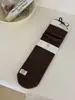 Calcetines finos de doble puntada para mujer, para otoño e invierno, adelgazantes, de longitud hasta la pantorrilla, estilo japonés, cálidos, de color liso, de algodón, largos, adecuados para zapatos Birkenstock
