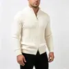 Colección Otoño/Invierno 2026 para Hombre: Suéter cárdigan de punto trenzado con cuello alto, Chaqueta de punto juvenil con doble cremallera para hombre