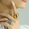 Anillo de fundición de acero de titanio con forma especial, moderno, simple, estilo INS nórdico, pulsera geométrica irregular de alta gama para mujer, nicho