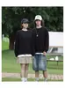 Sudadera Yazhifang Estilo Neutro para Hombre y Mujer Casual Diaria de Marca de Moda Algodón Puro Cuello Redondo Hombro Caído Felpa