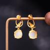 Pendientes de jade hetiano de plata 925 con forma de huevo, estilo nacional chino, HTYE0061