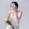 Cardigã de Malha Protetor Solar para Mulheres, Estilo Fino, Adequado para Usar sobre um Vestido de Alça Fina, Cobertura para Ar Condicionado, Xale de Verão, Capa Curta de Seda Gelada, Peça de Roupa Exterior Estilo Fada