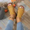 Nuevas sandalias planas huecas de talla grande para comercio exterior con hebilla de cinturón para mujer, estilo vintage, sandalias de playa de color liso para uso en exteriores wish