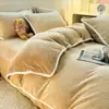 Conjunto de 4 Peças Jacquard Anti-estático Classe A Lã Leite Aconchegante Espesso Cobertor de Coral Fleece Adicionado Lã Inverno Roupa de Cama 4