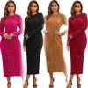 AJ7001 Falda Larga para Mujer de Comercio Exterior Nueva Vestido Plisado Elástico Europeo y Americano (No incluye cinturón)