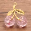 4 Colores 44x48 mm Accesorios para Joyería DIY de Aleación y Resina Encanto de Fruta Cereza Colgante de Cereza Colgante