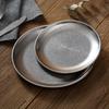 Plato de Acero Inoxidable para Barbacoa Disco Plato para Sushi Estilo Industrial Plato Antiguo Plato para Comida Occidental Plato para Cocina de Bistec Plato para Snacks Plato Clásico