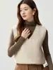 Suéter de cachemir de cuello en V de estilo simple para mujer, chaleco de punto grueso de siete hilos, camiseta sin mangas versátil para capas, suéter de punto