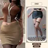 Ropa Interior Sexy con Tema Naranja Atuendo de Secretaria Puro Deseo Vestido Bodycon Provocativo Uniforme Ropa de Dormir Seductora para Mujer A962