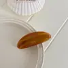 Nuevo Pinza de Resorte Ovalada de Color Sólido con Etiqueta Dorada Estilo Coreano con Textura Colorida, Accesorio para el Cabello de Moda Primavera/Verano, Pinza de Resorte Grande para el Cabello