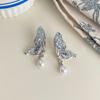 Pendientes de hoja de cristal degradado para mujer, con flores frescas y dulces, de alta gama, combinables con todo.