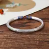 Pulsera Sutra Corazón Esmaltado para Mujer Retro Abierta Estilo Étnico Estilo Retro Literario Personalidad Moda Nacional Pulsera Azul Quemado