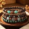 Conjunto Nuevo de Cinco Piezas Transfronterizo Europeo y Americano Cordón Elástico con Cuentas de Madera Pulsera Brazalete Muñequera Árbol de la Vida para Hombre Cordón Elástico