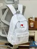 Mochila Azul Escuro Cor Contrastante Luz Suave Padrão Tecido Estilo Faculdade Americana Festa Estudantil Casual Diário Viagem Mochila Escolar