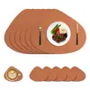 Jogo americano de couro com padrão de grão em formato de gota para mesa de jantar, extra espesso, dupla face, estilo western, isolante térmico, atacado, à prova d'água e à prova de óleo