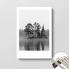 Generación profesional etiquetado moderno simple blanco y negro paisaje barco lago bosque dormitorio sala de estar lienzo pintura decorativa núcleo