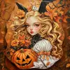 Placa de madeira de coelhinha retrô de Halloween transfronteiriça placa de porta decorativa de abóbora e morcego estilo pastoral americano artesanato