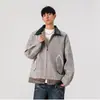 Jaqueta Oversized com Padrão Pied-de-Poule para Homens e Mulheres, Novo Estilo Primavera e Outono 2026, Jaqueta Casual Solta com Patchwork e Gola Reversível para Adolescentes