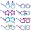 Nuevas gafas de papel con tema de sirena para fiesta de cumpleaños infantil, accesorios para fotos, decoración de gafas con tema de submarino