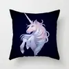 Suministro directo de fábrica funda de almohada creativa cuadrada de dibujos animados de unicornio linda funda para cojín de respaldo de sala de estar dormitorio del hogar