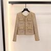 Jaqueta Tweed Amarela com Contas Estilo Chanel Linda da Moda Deste Ano para Mulheres, Novo Casaco Elegante Outono 2026