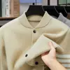 Suéter Masculino Juvenil de Malha com Zíper Meio Alto e Listras Verticais, Manga Longa, para Primavera, Outono e Inverno, Quente e Grosso, Estilo Casual e Relaxado