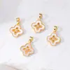 Cor Dourada Real 18K Zircônia de Preservação de Cor Inlaid Madrepérola Natural Trevo de Quatro Folhas Vintage Colar Pulseira Acessórios de Joias DIY de Alta Qualidade
