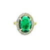 Anillo de Vidrio Verde Estilo Británico Aiyu Anillo Imitación Esmeralda Comercio Electrónico Transfronterizo Venta al por Mayor en Vivo S5112506