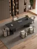 Mesa de Centro de Pizarra de Piedra de Lujo, Juego Moderno de Mesa y Sillas para el Té, Sencillo y Elegante con un Toque de Alta Gama, Mesa para Ceremonia del Té de Oficina, Mesa para Preparar Té