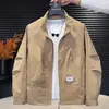 Sencilla de Alta Gama Cuello Alto Ropa de Trabajo para Exteriores Patchwork Rebelde Fresca de Moda Marca Juventud Cremallera Cárdigan Chaqueta Abrigo