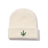 Gorro de punto con bordado de hojas verdes transfronterizo para hombre y mujer, gorro de lana de moda para otoño e invierno, gorro cálido para exteriores