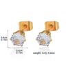 Pendientes para Mujer Japoneses y Coreanos Ins Moda Simple Acero Inoxidable Seis Garras Zirconia Blanca Transparente AAA Pendientes Elegantes Simples