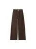 Jeans de Pierna Ancha Color Café para Mujer, Nuevo Estilo Otoño/Invierno 2025, Forrados de Polar, Engrosados, de Tiro Alto, Casuales, de Corte Holgado, Adelgazantes, Pantalones Curvos