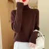 Suéter de Moda Nuevo Cuello Alto Transfronterizo Temperamento Capa Base Casual Otoño Invierno Tejido de Punto Mujer Color Sólido Manga Larga Viaje Simple