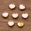 1 11 colores 5X6mm acero inoxidable esmalte dorado gota de aceite amuleto corazón amor pequeño colgante accesorios para joyería diy