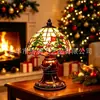 Nueva Lámpara de Mesa Navideña Brillante de Papá Noel y Reno Artesanía de Resina Adorno Decorativo Creativo para el Hogar