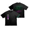Camiseta de gran tamaño con hombros descubiertos, estilo rap, hip hop, Jus Wald, Juice WRLD, grafiti callejero europeo y americano.