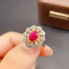 Anillo de Rubí Natural Transfronterizo Accesorios para Mujer Nicho de Alta Gama Joyería de Plata 925 5*7 Moda Venta Directa de Fábrica